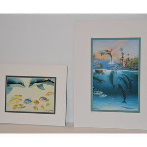 SET OF 2 WYLAND PRINTS "WHO INVITED THESE GUYS?" & "DOLPHIN RIDES" JIM WARREN